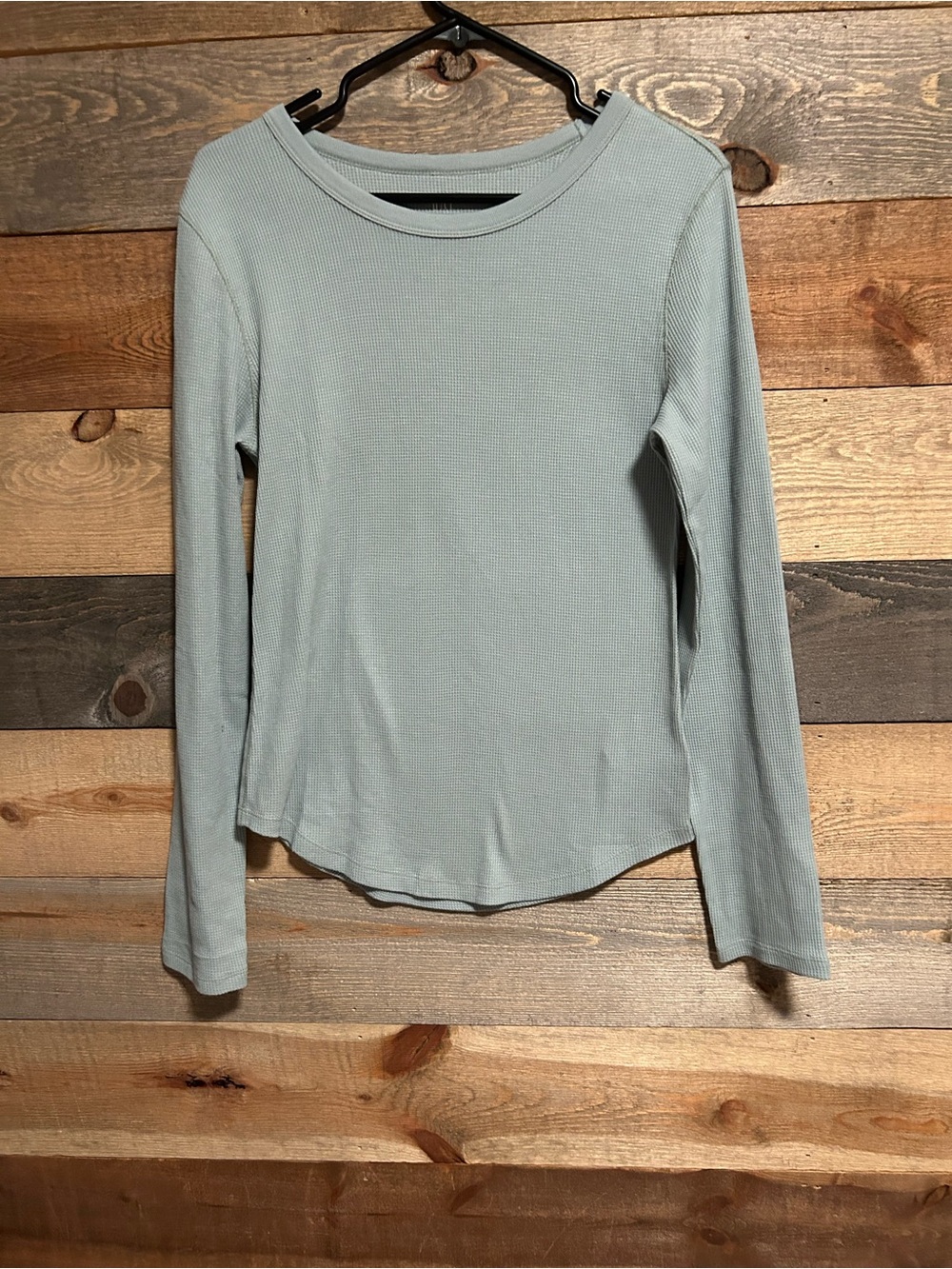 GAP Light Sage Long Sleeve Waffle Knit Top